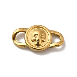 Vacuum Plating 304 Stainless Steel Connector Charms, Halloween, Flat Round Link with Skull, Golden, 11x20x4mm, Hole: 3x4mm