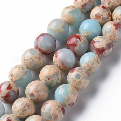 Brins de perles de jaspe impérial synthétiques, ronde, bleu ciel, 10~10.5mm, Trou: 1.6mm, Environ 37~38 pcs/chapelet, 14.57 pouce ~ 14.96 pouces (37~38 cm)