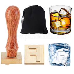 Olycraft-Eisstempel mit Buchstaben, 1.2,[5] cm, Buchstabe F, Eiswürfelstempel, Eis-Branding-Stempel, Cocktail-Eisstempel mit abnehmbarem Messingkopf und Holzgriff für Cocktail-Whisky-Eiswürfel zum Selbermachen