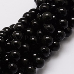 Perles en obsidienne naturelle, ronde, 8mm, Trou: 1mm, Environ 48 pcs/chapelet, 15.7 pouce
