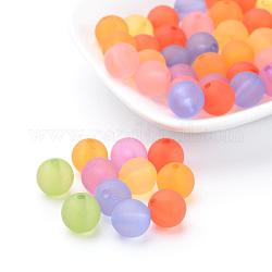 Perles rondes en acrylique transparent, mat, couleur mixte, 10mm, Trou: 2mm, environ 880 pcs/500 g