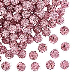 Pave disco бусины, Бусины со стразами, полимерная глина , круглые, светло-розовый, PP13 (1.9~2 мм), 6 ряд страз, 10 мм, отверстие : 1.5 мм