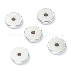 Intercalaire perles en 202 acier inoxydable, plat rond, couleur inoxydable, 8x2mm, Trou: 1.5mm