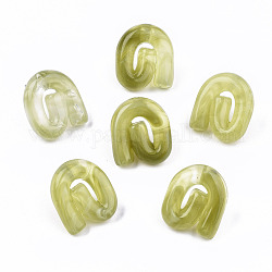 Aretes de resina transparente, estilo de imitación de piedras preciosas, con pasadores de acero inoxidable, vórtice, verde amarillo, 19.5x17mm, pin: 0.7 mm