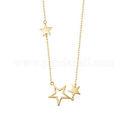 SHEGRACE 925 Sterling Silver Pendant Necklace, with S925 Stamp, Star, Golden, 15.75 inch(40cm)