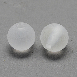 Transparenten Acryl-Kugel Perlen, bereift Stil, Runde, Transparent, 10 mm, Bohrung: 2 mm, ca. 938 Stk. / 500 g