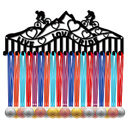 Creatcabin Porte-médailles de cyclisme en métal noir, cadre en fer pour médailles de sport avec 20 crochet suspendu sur 60 médailles, étagère murale pour cadeau de cycliste, 15.7 x 6 pouces - Live Love Ride