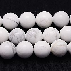 Chapelets de perles en howlite naturelle, ronde, 6mm, Trou: 1mm
