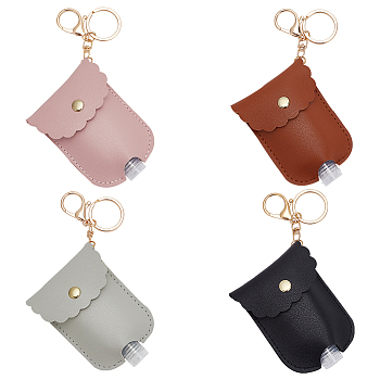 WADORN 4Pcs 4 Colors Plastic Hand Sanitizer Bottle with PU Leather Protector Cover KEYC-WR0001-33