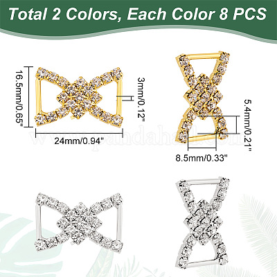 16шт. пряжка из сплава 2 цветов со стразами JEWB-WR0001-04-1