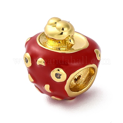 Латунные европейские бусины с эмалью кубического циркония KK-Z081-04-1