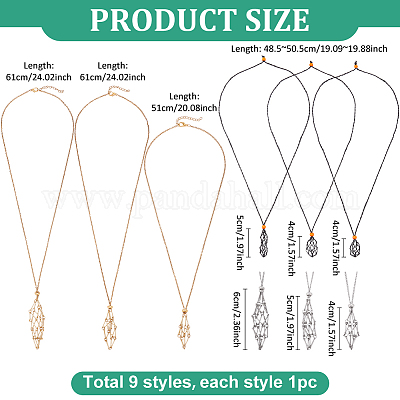 9 шт. 9 стиля полиэстер и 304 нержавеющая сталь цепь пустой макраме мешочек ожерелье изготовление NJEW-PH01602-1