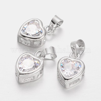 Сердце из латуни амулеты кубического циркония ZIRC-O023-14-1