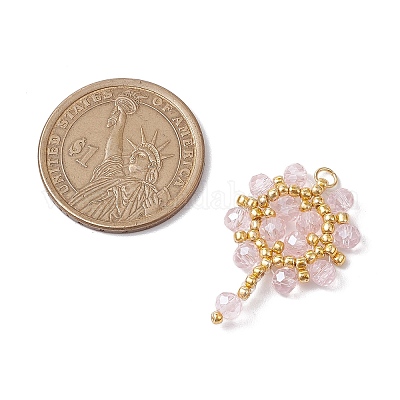 Подвески-цветы из стеклянных бусинок ручной работы PALLOY-MZ00492-05-1