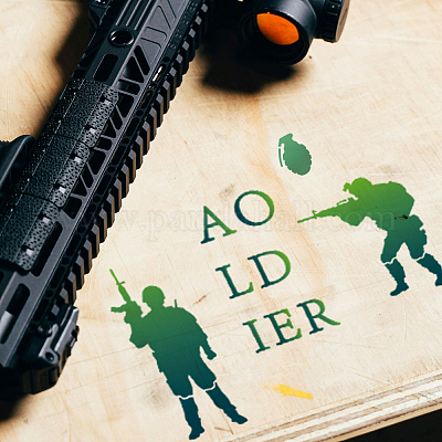 1 набор трафаретов для рисования в виде солдатиков DIY-MA0004-38A-1