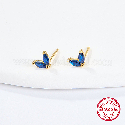 Золотые серьги-гвоздики из серебра 925 пробы с микропаве из циркония FJ9969-2-1