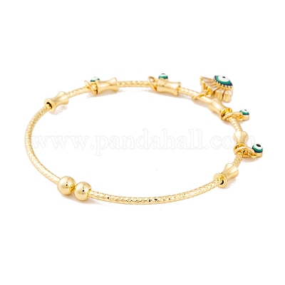 Браслеты с подвесками из латуни и прозрачного циркония для женщин BJEW-S147-20B-G-1