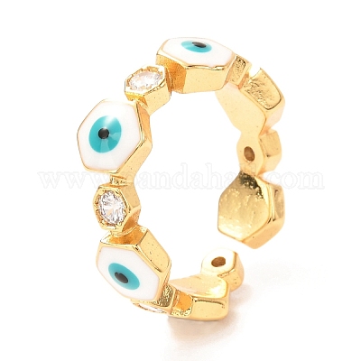 Кольца-манжеты с золотой эмалью от сглаза для женщин KK-G404-06B-G-1