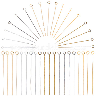 600 шт. 6-х цветные латунные штифты с ушком KK-SP0002-38-1