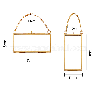 Латунная стеклянная подвесная фоторамка HJEW-SZ0001-01G-1