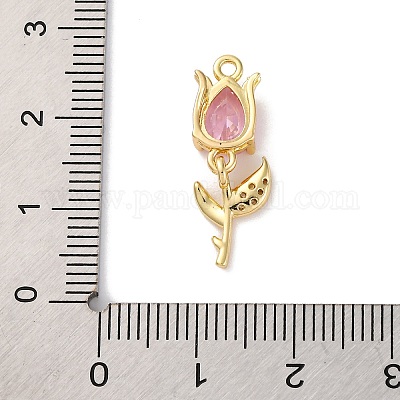 Ионное покрытие (ip) латунные микропаве кубические цирконии тюльпаны подвески KK-U042-02G-02-1