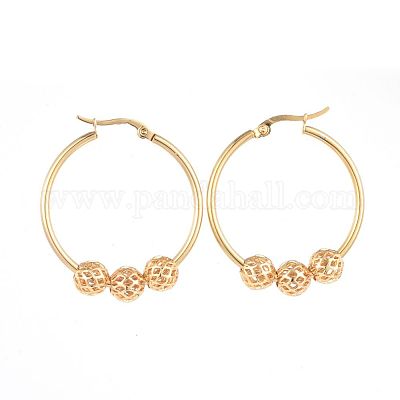 Серьги-кольца из нержавеющей стали 304 EJEW-JE03496-03-1