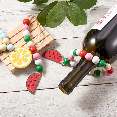 6 шт. подвеска в 6 стилях из дерева и бахромы с бусинами HJEW-CF0001-15-1