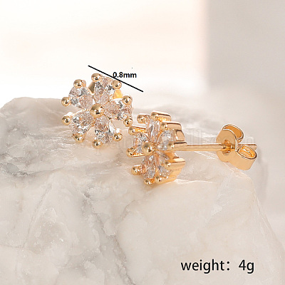 Цветок латунь кубического циркония серьги стержня KV6480-2-1