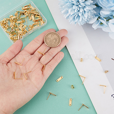 60 шт. фурнитура для сережек-гвоздиков из нержавеющей стали 201 EJEW-BBC0001-05-1