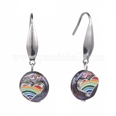 Серьги-подвески с жемчугом кеши с натуральным жемчугом в стиле барокко EJEW-JE03444-1