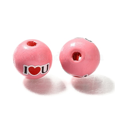 Бусины из дерева с принтом в виде элемента ко дню святого валентина WOOD-R002-01-16-1