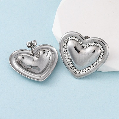 Серьги-гвоздики из нержавеющей стали 304 со стразами EJEW-K311-02P-1