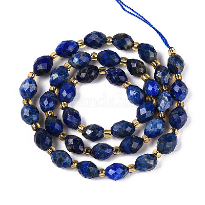 Natürlicher Lapislazuli Perlenstränge&nbsp;G-N342-35-8x6-10-1