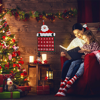 Санта-Клаус нетканый материал Рождественский обратный отсчет 24 день календарь кулон украшение HJEW-WH0042-84-1