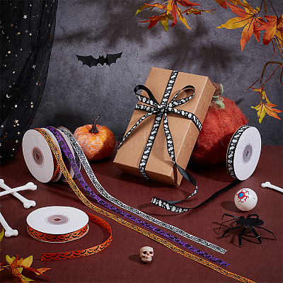 5 рулон 5 стиля полиэстеровая лента с принтом в виде корсажа на тему Хэллоуина OCOR-PH0004-42-1