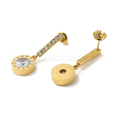 Женские серьги-гвоздики из нержавеющей стали 304 с инкрустацией стразами и прозрачными кубическими цирконами EJEW-M024-09G-1