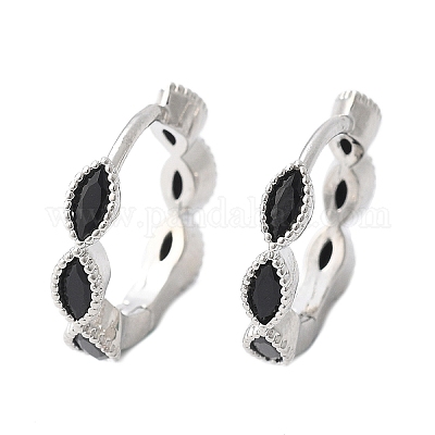 Серьги-кольца из латуни с микро-паве из фианита EJEW-K083-34P-A-1