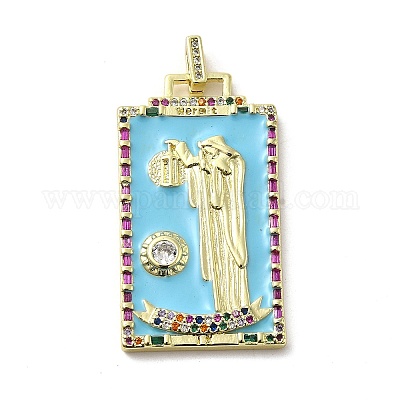 Подвески из латуни микропаве с фианитами и эмалью KK-H458-03G-11-1