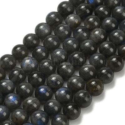 Натуральные черные лабрадоритные бусинки G-L642-B15-6mm-1
