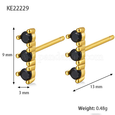 Золотые женские серьги-гвоздики из стерлингового серебра с микропаве и цирконием OU2217-3-1