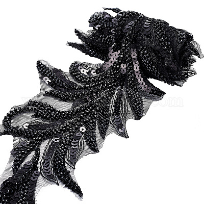 Wholesale GORGECRAFT 1 Yard Beaded Lace Trim Black Sequin Lace Ribbon  Applique Arrow Shape Mesh Edging Trimmings for Clothing Curtain Dance Skirt  Embellishments DIY Sewing Crafts Home Decoration Accessories 