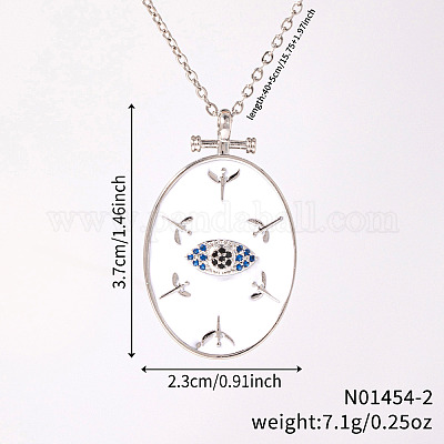 Элегантные латунные ожерелья с прозрачными кубическими цирконами и эмалью в виде счастливого глаза RW8317-2-1