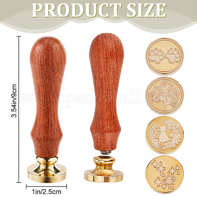 4 шт. 4 стиля золотистого тона латунная восковая печать головка штампа AJEW-CP0007-49A-04-1