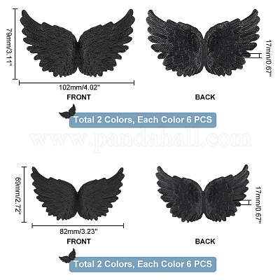 Wholesale PH PandaHall 24pcs 3D Plastic Angel Wings for Crafts 