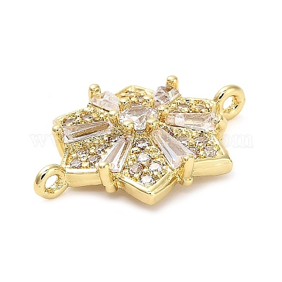 Латунный прозрачный кубический цирконий соединитель снежинка соединительные подвески KK-L229-079G-02-1