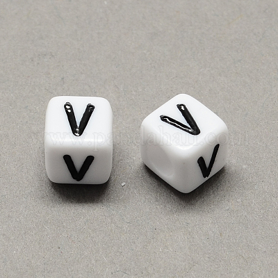 Большой дыра акрил письмо европейский бисер SACR-Q103-6mm-01V-1