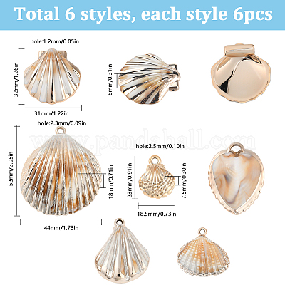 36 шт. 6 стиля акриловых имитационных ракушек подвески OACR-SC0001-96-1
