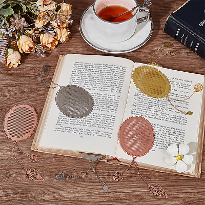 6 шт. 3-х цветные латунные закладки AJEW-PH0012-51-1