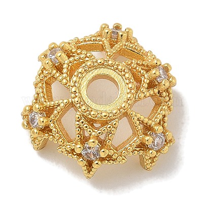 Стойка металлизированная звезда латунная микропаве прозрачные кубические циркониевые бусины колпачки KK-L224-028G-1