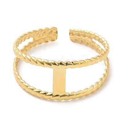 Двухслойное открытое кольцо-манжета из нержавеющей стали 304 для женщин RJEW-I098-12G-1